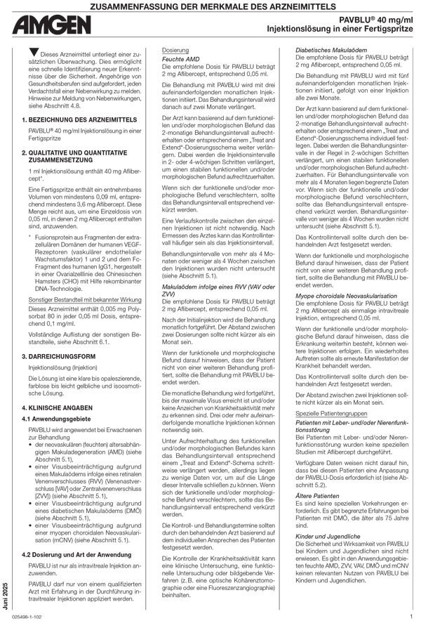 PAVBLU<sup></sup> - Fachinformation Fertigspritze
